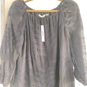 ALICE & OLIVIA Black Sheer Sleeve Blouse